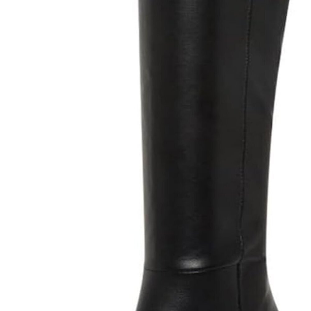 Women's Faux Leather Tall Boots Fashion Square Toe Chunky Heel Knee High Boots W